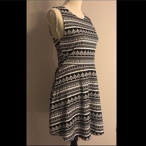 Geometric Striped Skater Dress